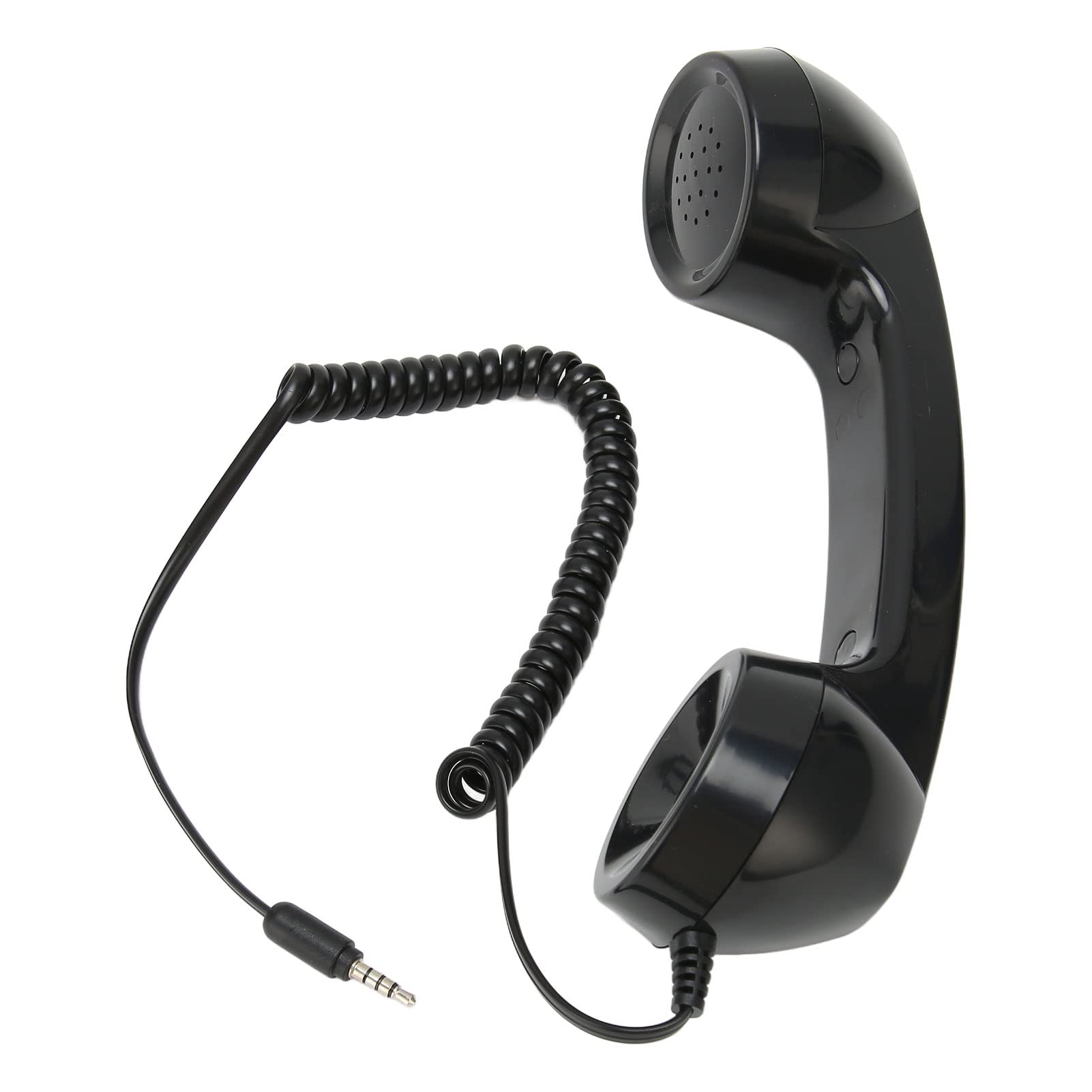 Black retro phone handset by Heayzoki with 3.5mm connector, radiation-proof handheld cell phone receiver for mobile phones and computers.