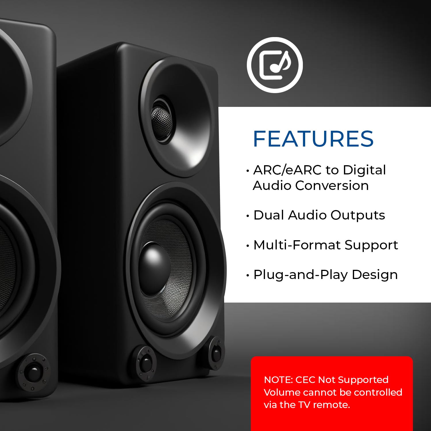 OREI eARC/ARC to Digital Audio Converter Extractor PCM2.0 Dolby5. by OREI - Angle View 8