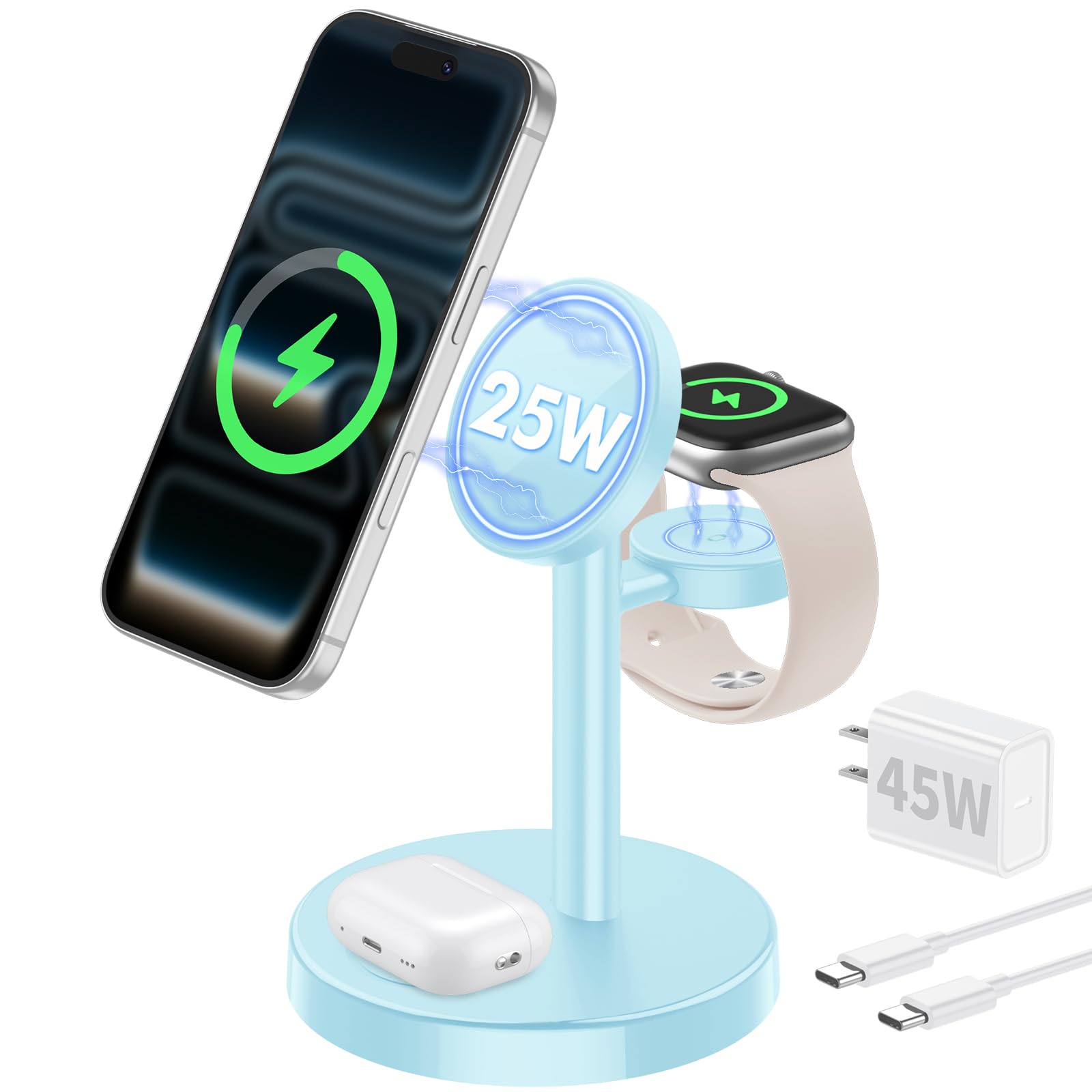 Aeinidi 25W 3 in 1 Wireless Fast Charging Station for Apple MagSafe Ch - View 10