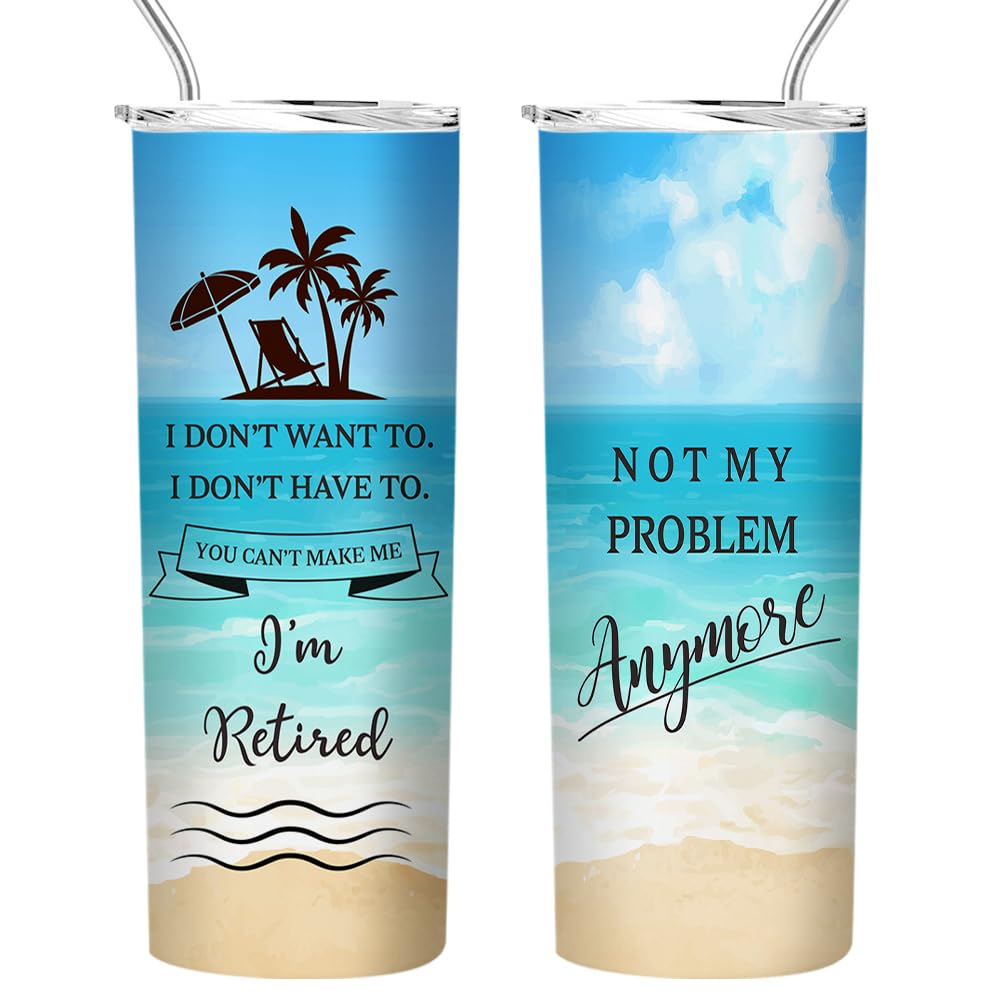 Retirement Tumbler for Women – 20oz Insulated Skinny Cup