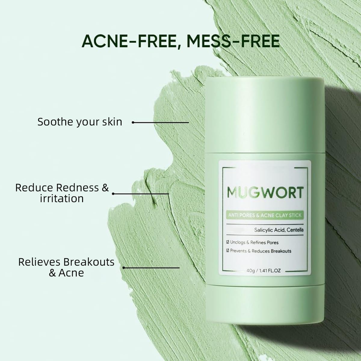 2 Pcs Face Mask Stick for Face，Volcanic and Wormwood Mud Mask - Grospe