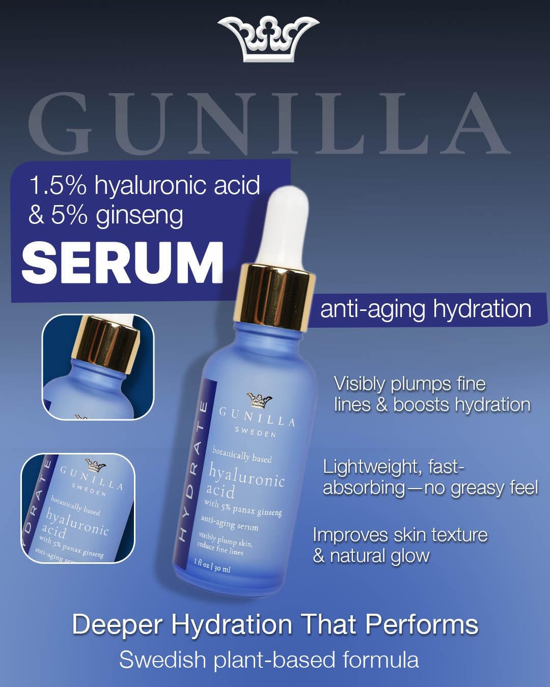 Gunilla Of Sweden GUNILLA Hyaluronic Acid & Ginseng Serum - Vegan. Plant Based - Gunilla Of Sweden Official Product View 4
