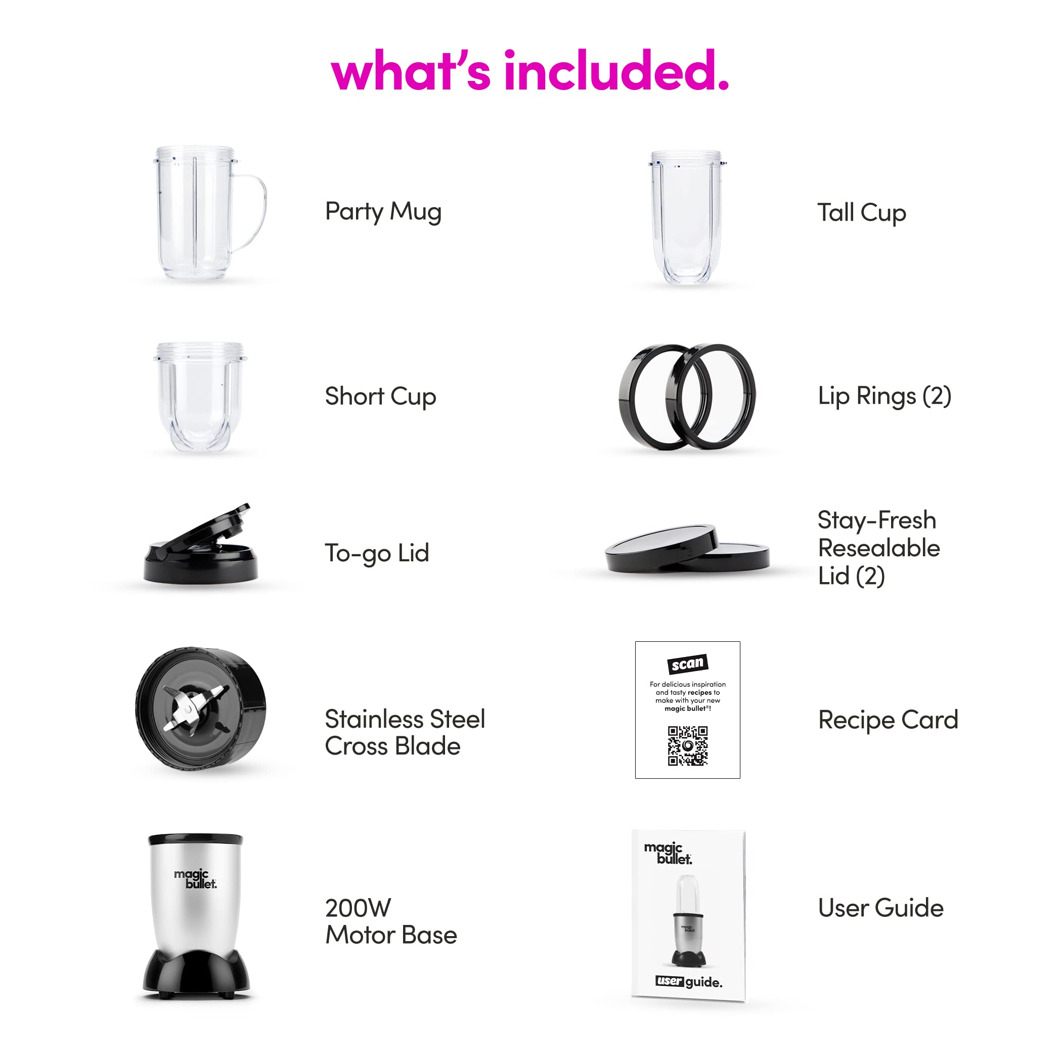 Magic Bullet Blender, Small, Silver, 11 Piece Set by Magic Bullet - Angle View 8