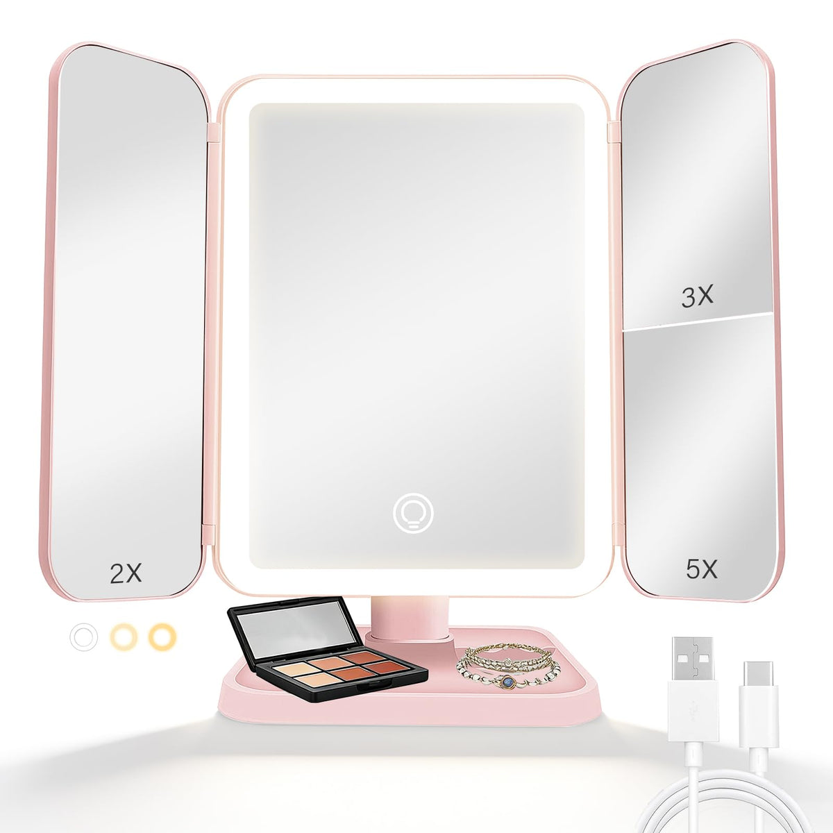 Makeup Mirror with Lights 1X 2X 3X Magnification - Jesmaikor Official Imagery - 1