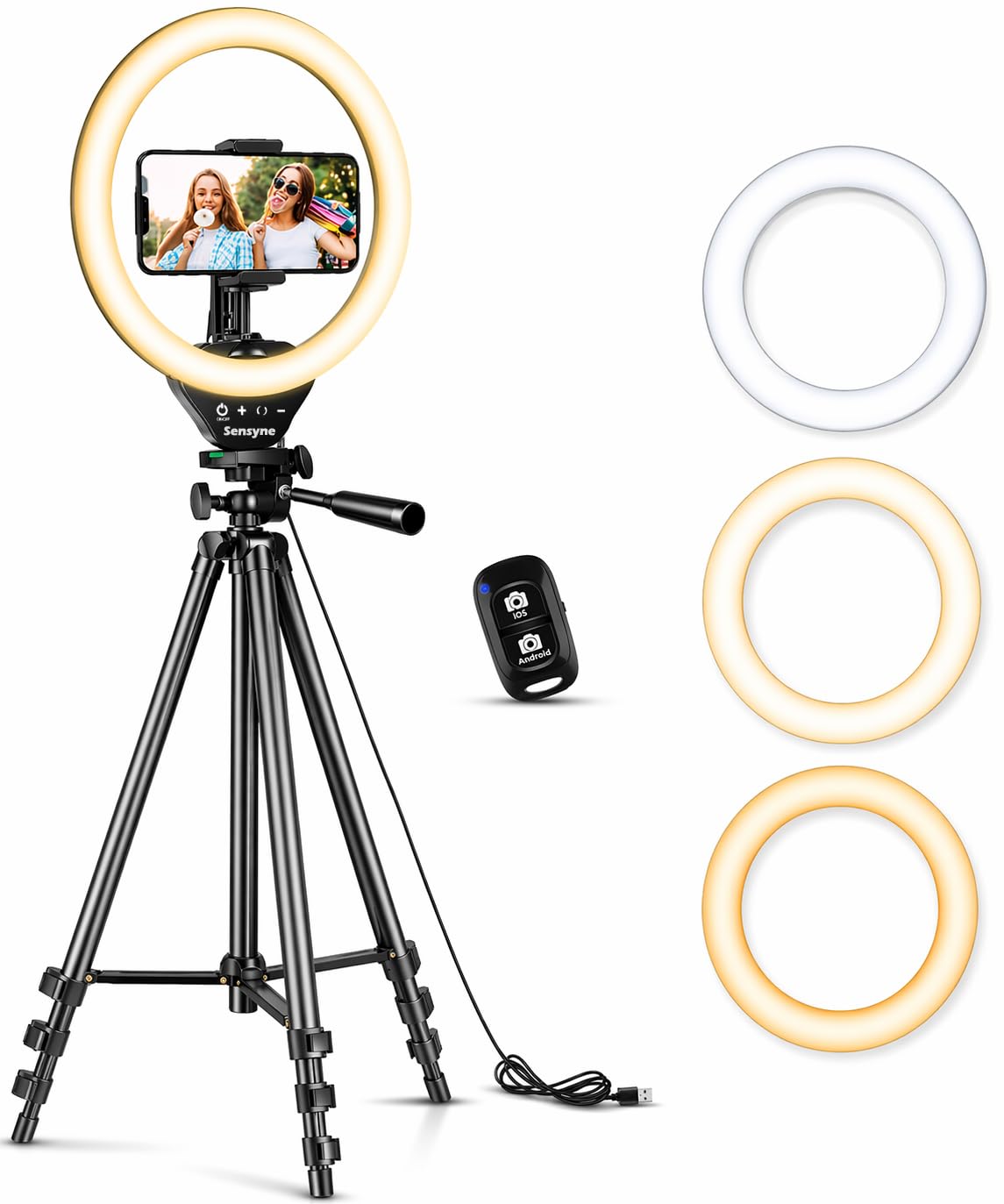 SENSYNE Ring Light with Stand 50 Phone Tripod with Wireless - SENSYNE Official Imagery - 1
