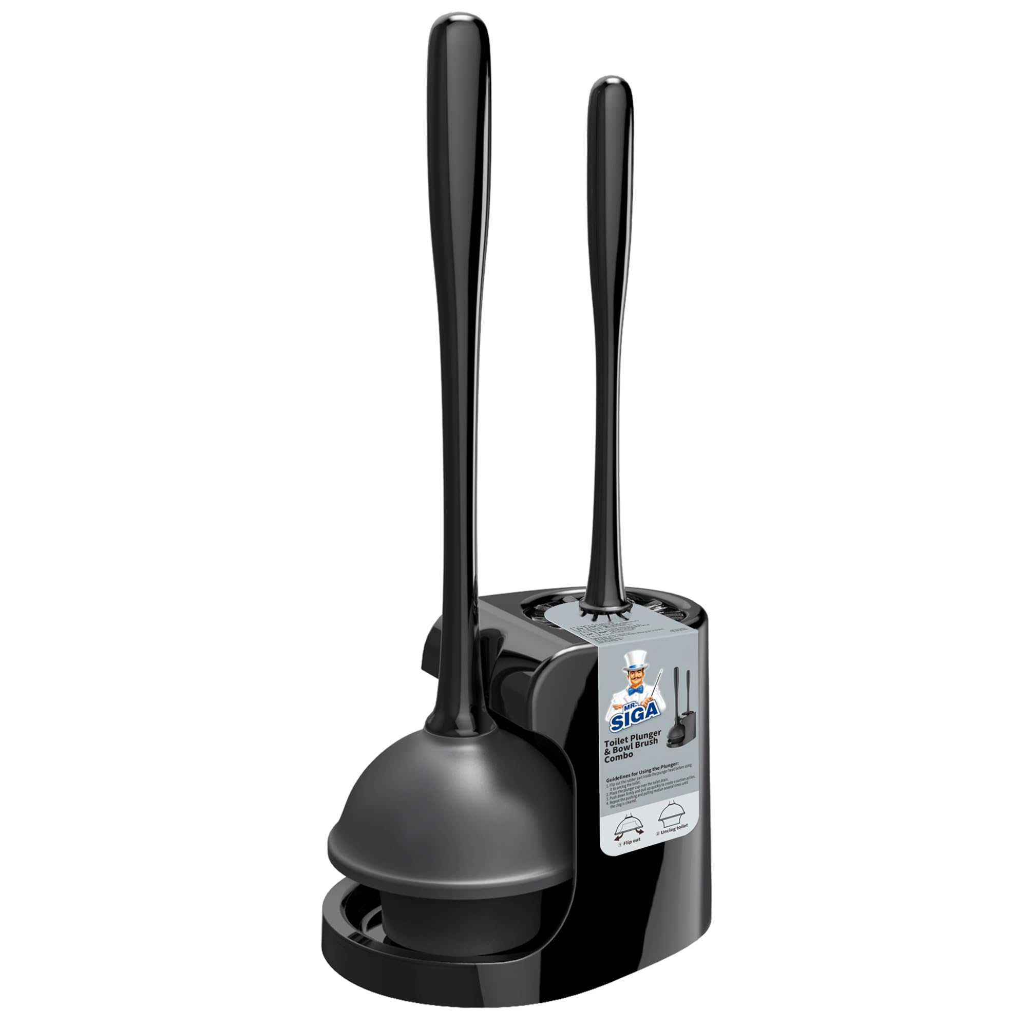 MR.SIGA Toilet Plunger and Bowl Brush Combo for Bathroom Cleaning - MR.SIGA Official Product View 1