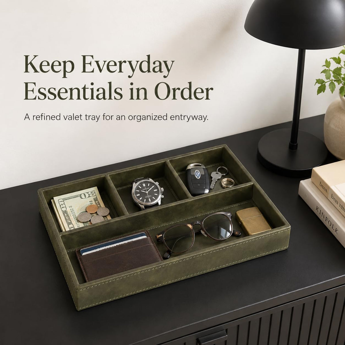 GORESE Valet Tray for Men Leather Tray EDC Desk Organizer - GORESE Official Imagery - 6