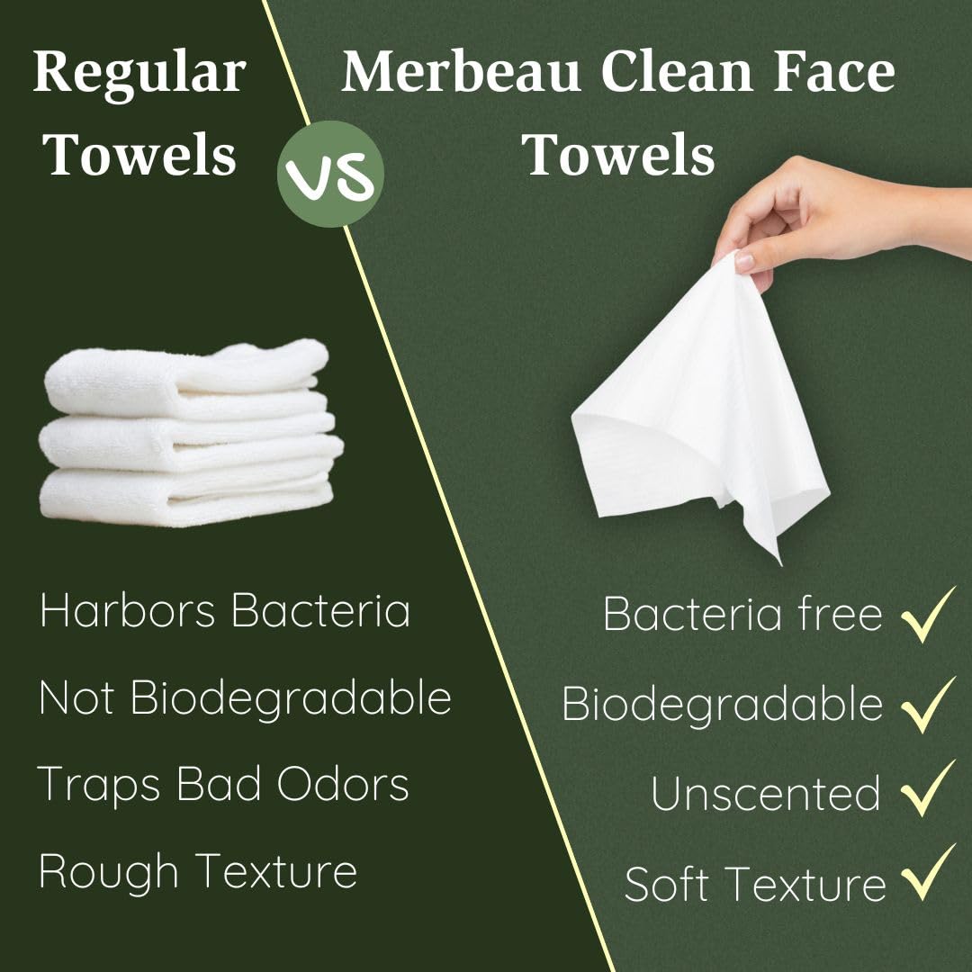 Clean Facial Towels for Sensitive Skin 100 USDA Biobased - Merbeau Official Imagery - 4