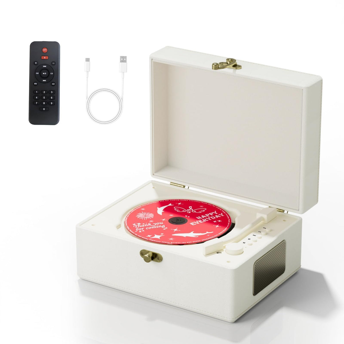 Yintiny Rechargeable Leather CD Player with Speakers - Yintiny Official Imagery - 1