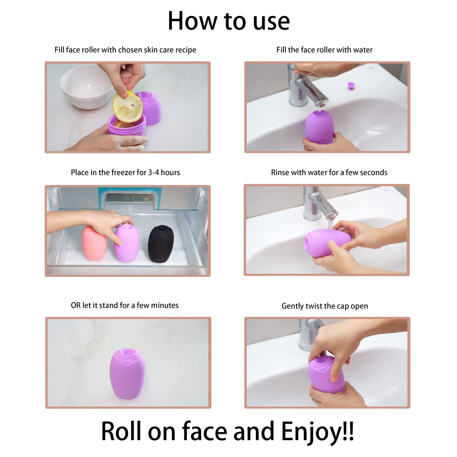 Evmliy Ice Face Roller 2-Pack silicone facial massagers with textured surface for cooling and skin soothing.