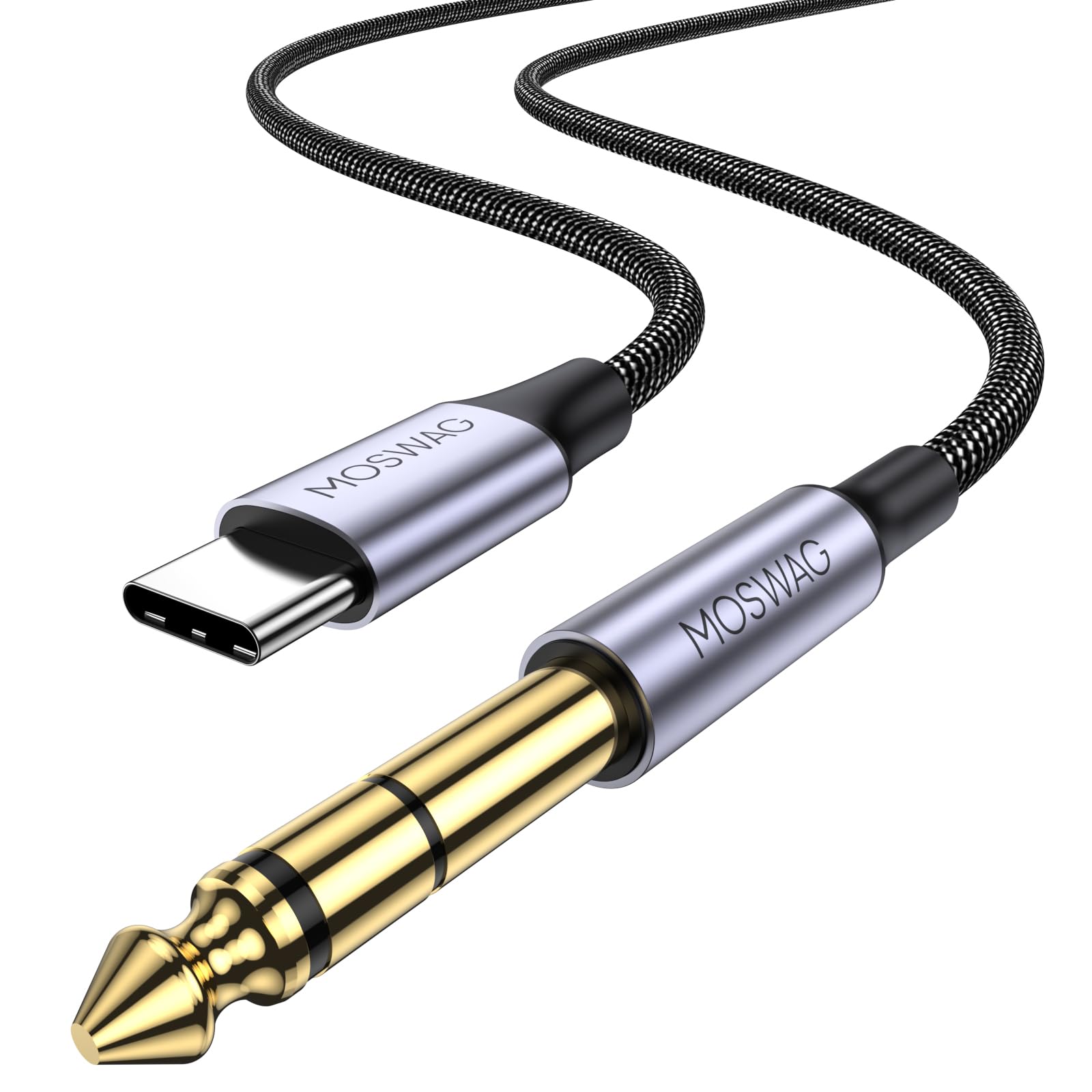 MOSWAG USB C to 1/4 Male Audio Stereo Cable, USB C to 6.35mm 1/4 by MOSWAG - Angle View 2