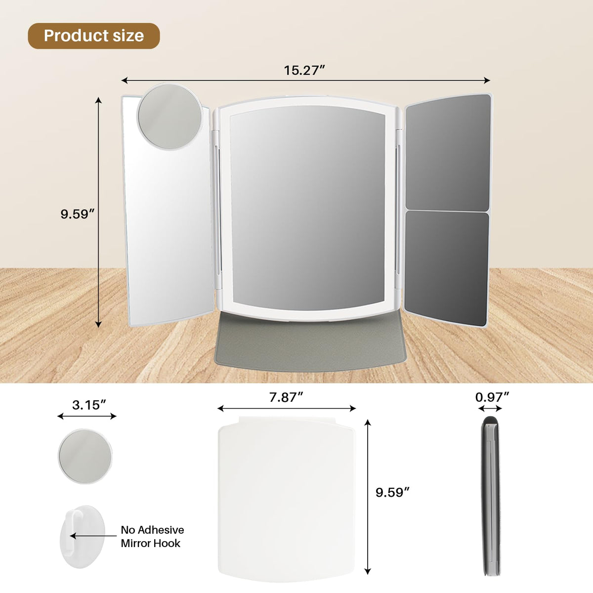 Makeup Mirror Vanity Mirror with Lights 2X 5X Snow White - WIZCHARK Official Imagery - 4