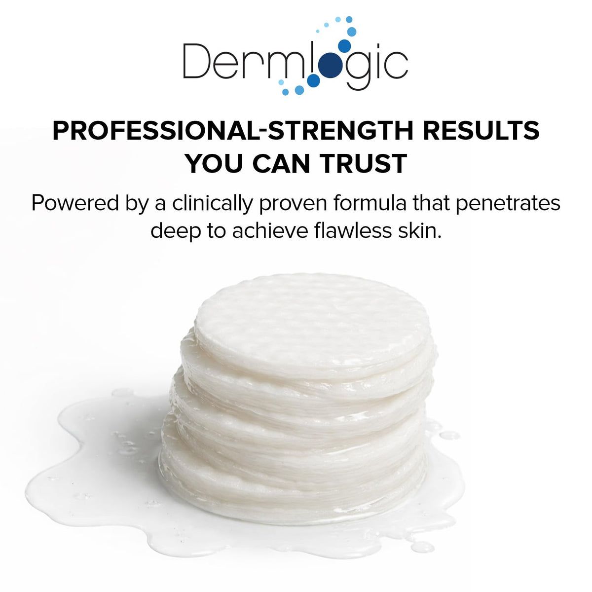 Dermlogic Anti-Aging Resurfacing Peel Pads featuring triple-action chemical peel for smoother, rejuvenated facial skin.