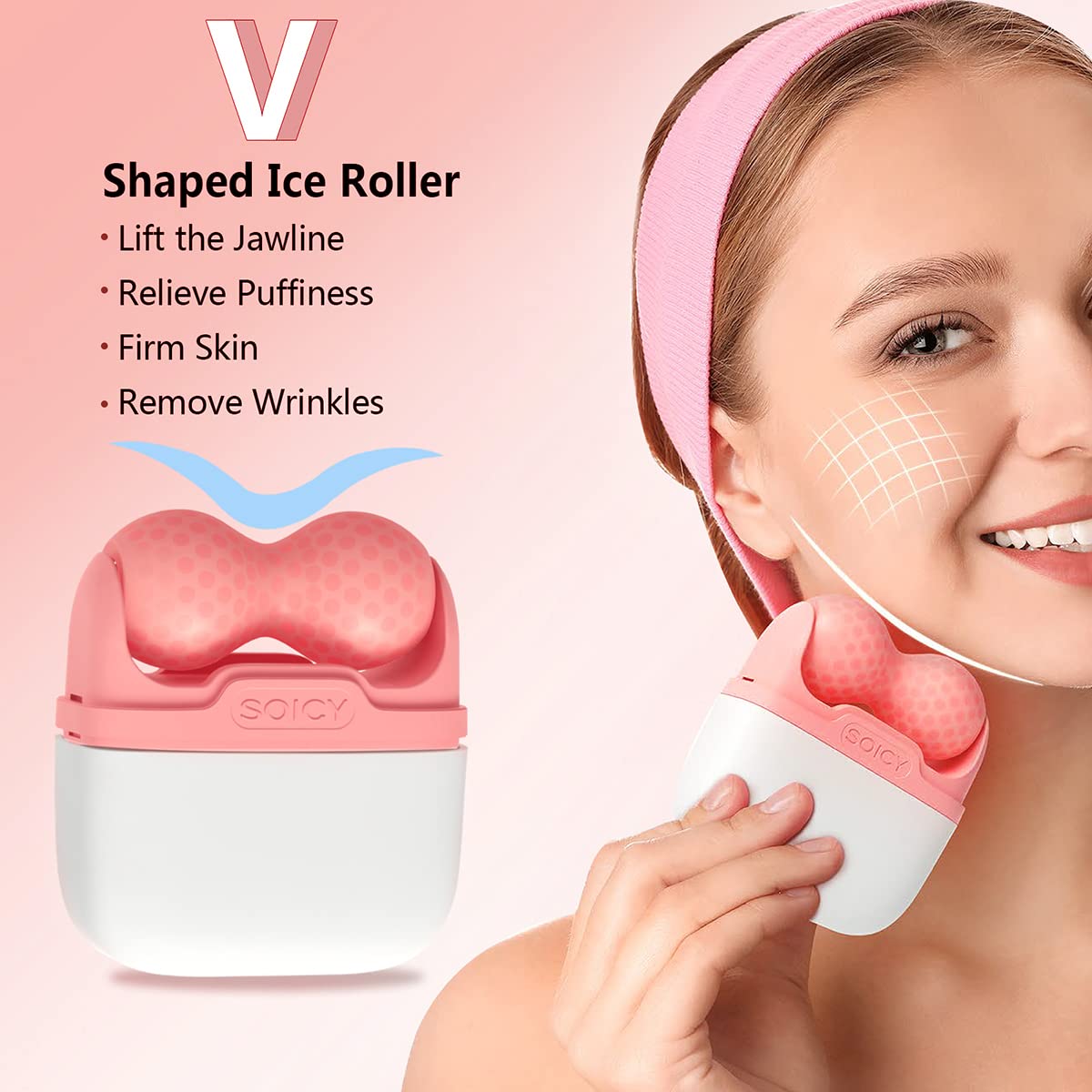 SRAVON 2-in-1 ice roller face and body massager with cold compress for soothing skin relief and cooling therapy.