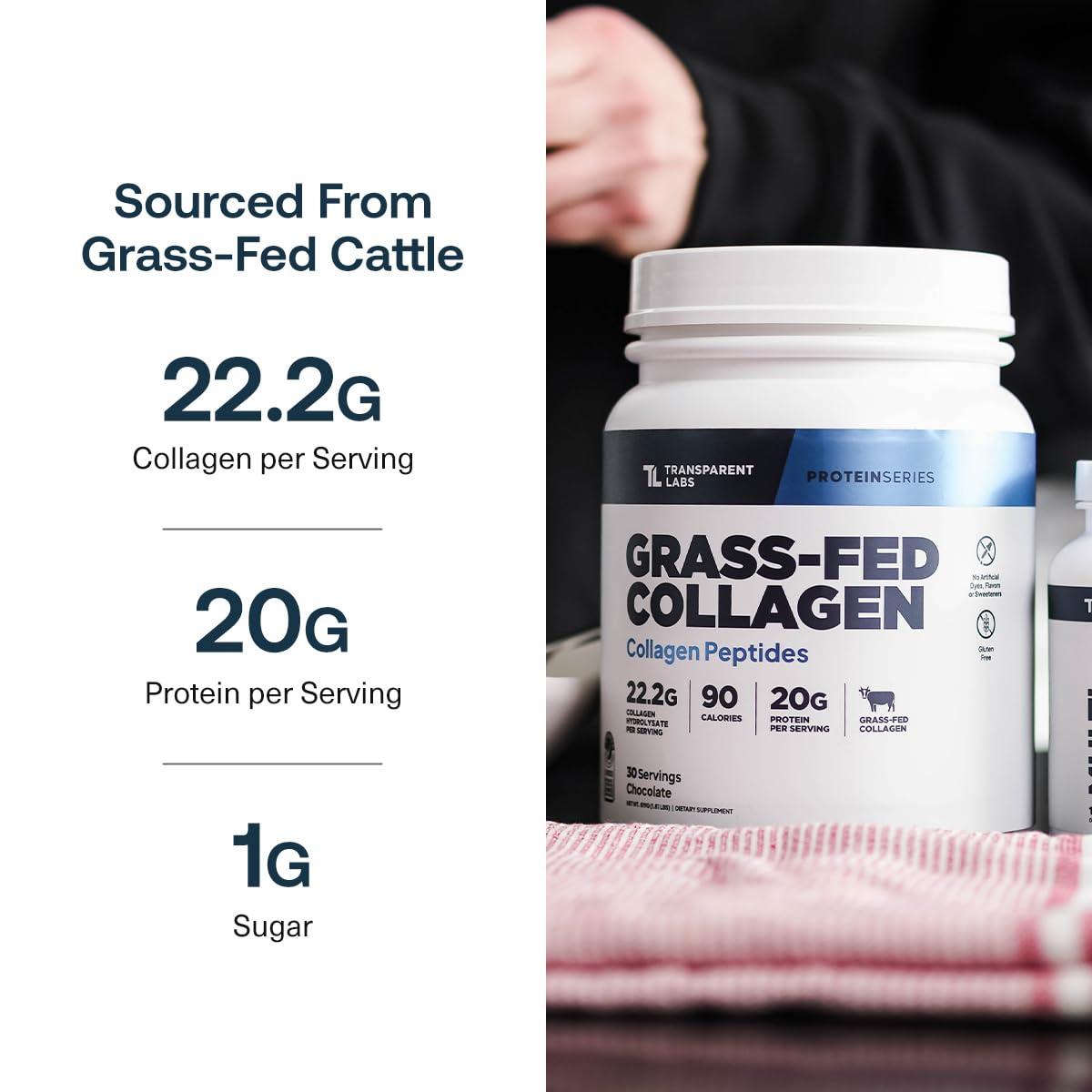 Transparent Labs Grass Fed Collagen Peptides Powder - Transparent Labs Official Imagery - 5