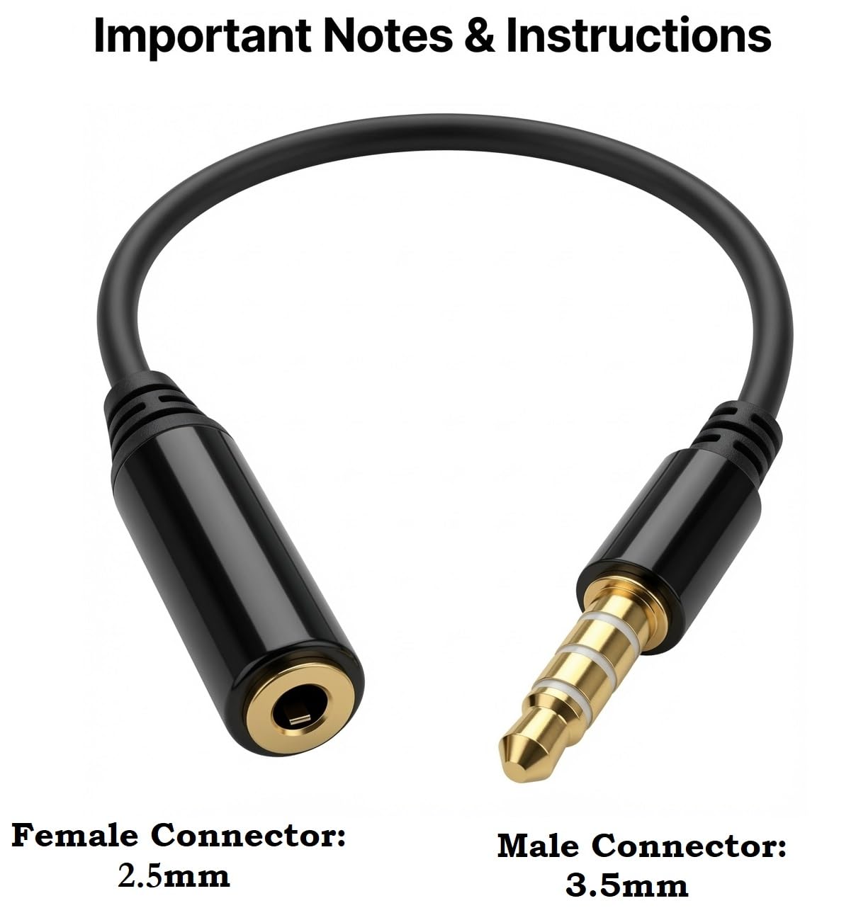 Josi Minea Black 3.5mm Male to 2.5mm Female Headphone Audio Adapt by Josi Minea - Angle View 2