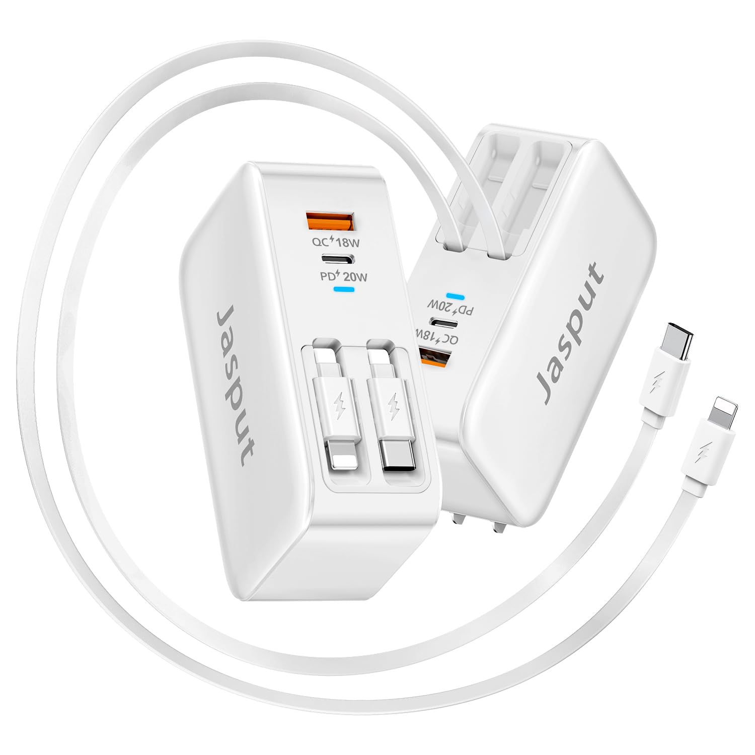 Jasput 4 in 1 Retractable Wall Charger,40W Retractable Phone Charger Wall Plug - Jasput Official Product View 1