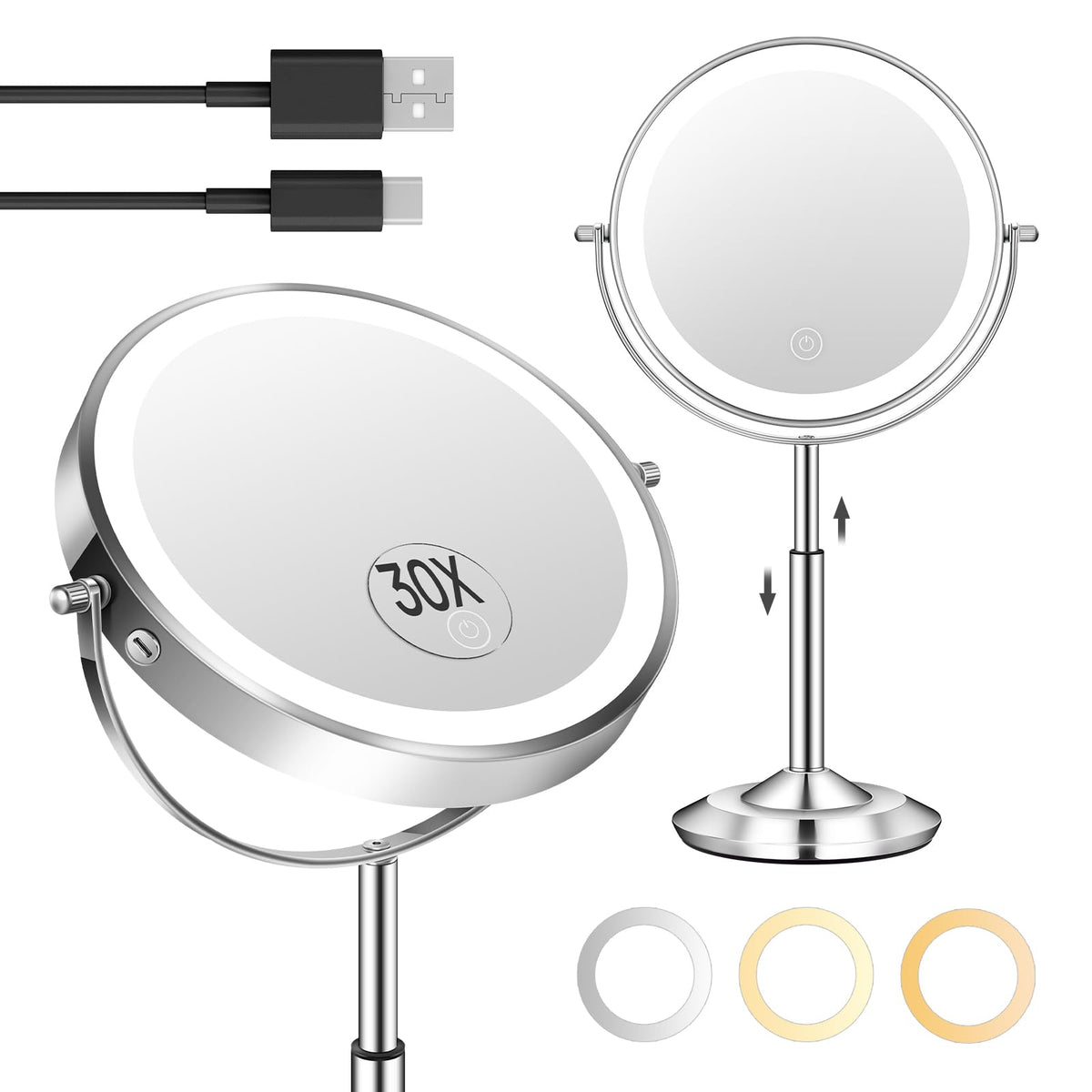 1X 30X 8 Magnifying Makeup Mirror with Lights Height - vpu Official Imagery - 1