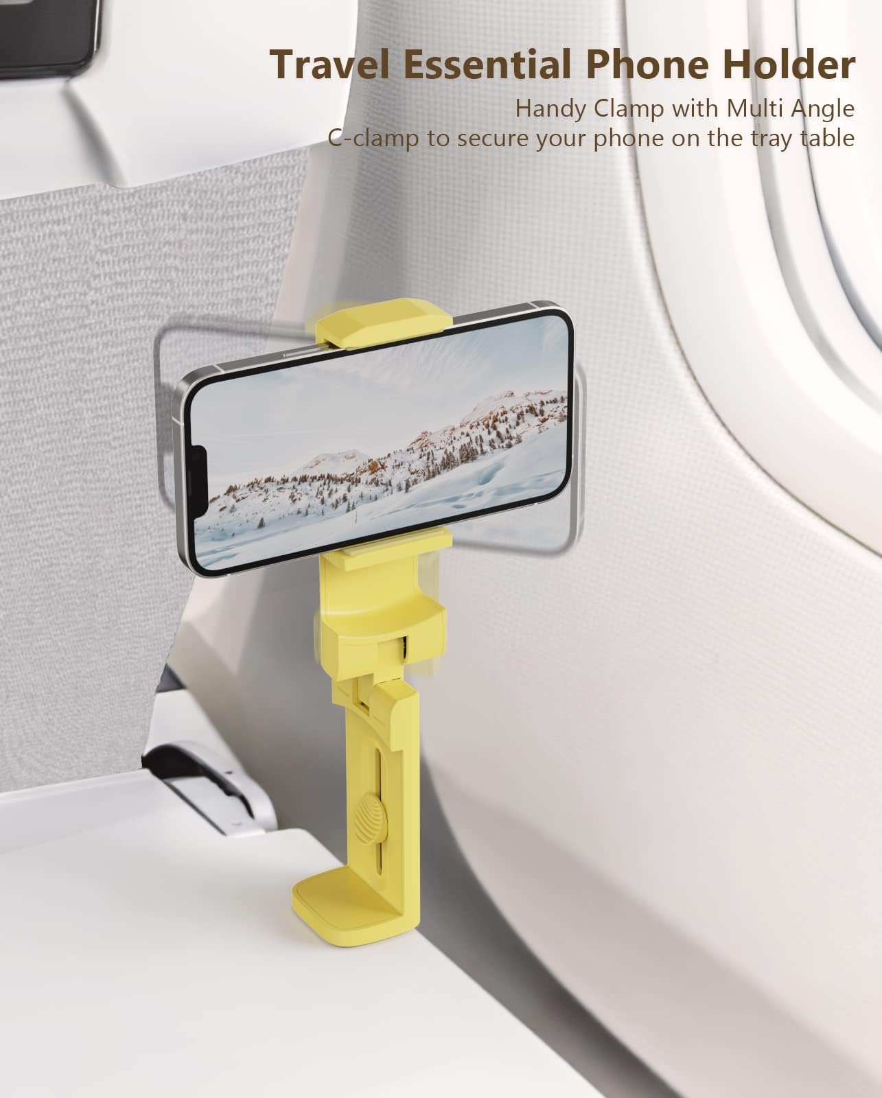 MiiKARE Airplane Phone Holder Mount, Plane Travel Essentials, Yel - MiiKARE Official Product View 3