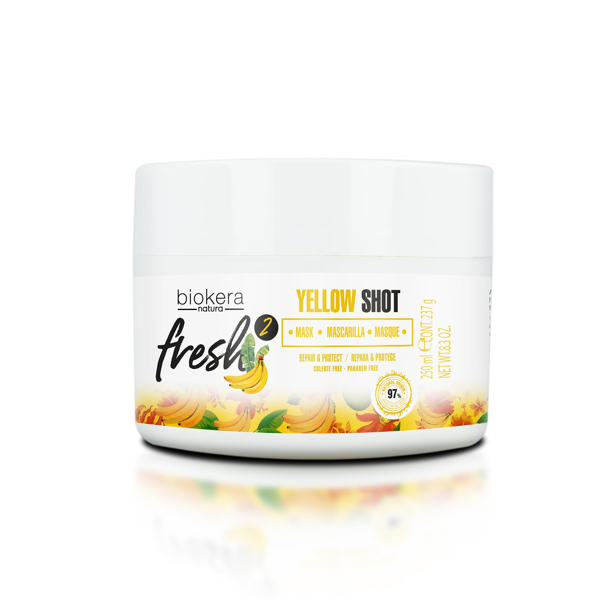SALERM - Deep Repair Hair Mask - Biokera Fresh Yellow Shot Mask - 250 ml - Hydrates, Repairs, and Protects Hair - Anti-Frizz - Sulfate-Free and Paraben-Free
