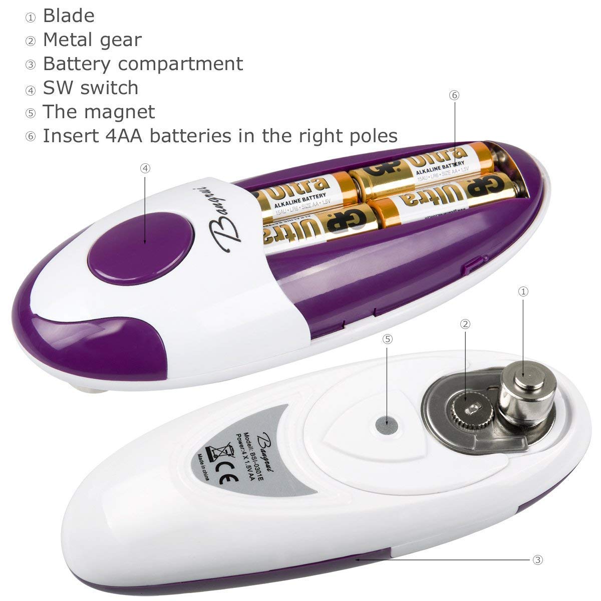 Kitchen Automatic Safety Cordless One Tin Opener Bangrui - Bangrui Official Imagery - 3