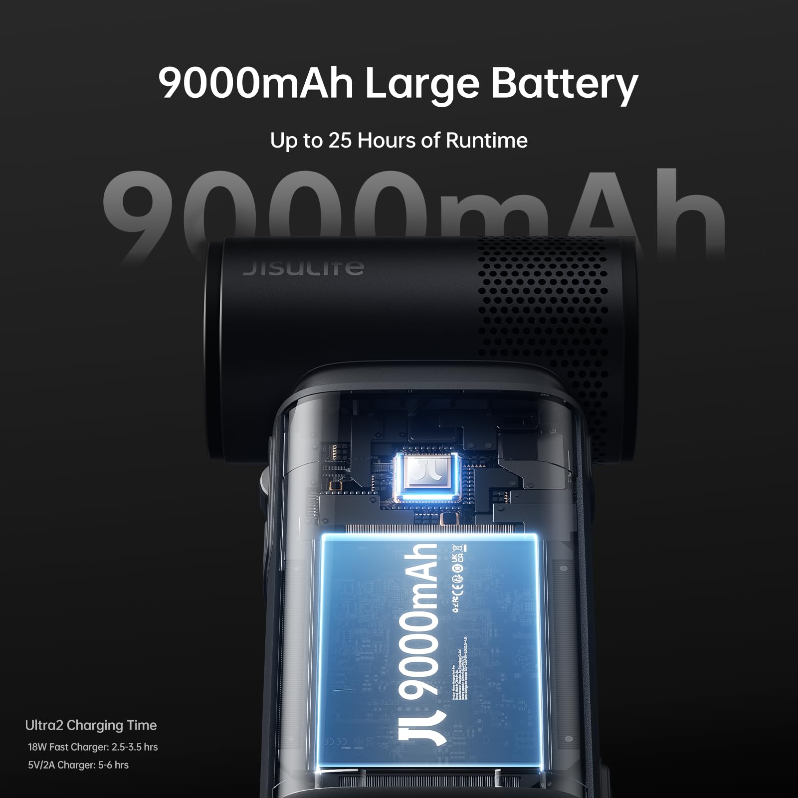 JISULIFE Portable Handheld Fan Ultra2 9000mAh Max 25 Hrs, 3 IN 1, by JISULIFE - Angle View 7