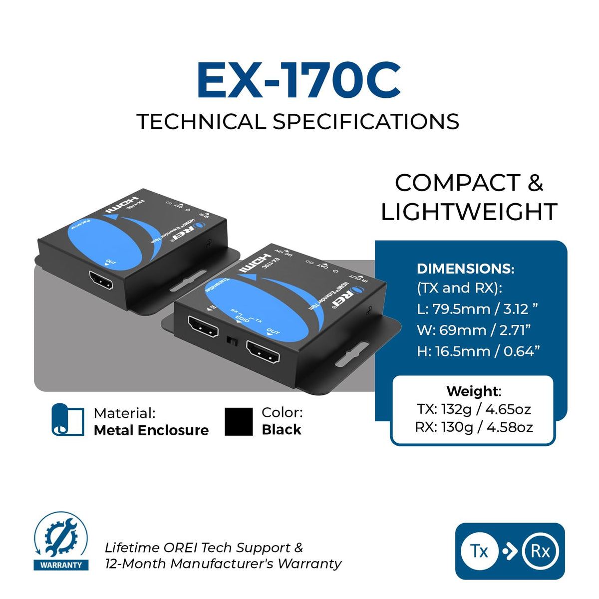 OREI HDMI Extender Over Cat5 165ft - OREI Official Imagery - 6