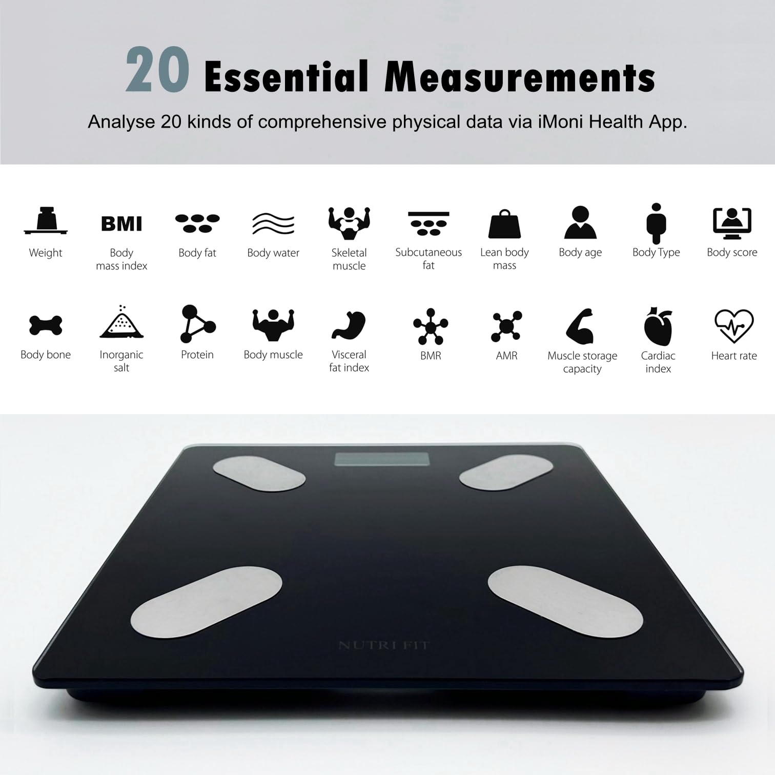 NUTRI FIT Smart Scale for Body Weight Body Fat Composition Monitor Sync App - NUTRI FIT Official Product View 3