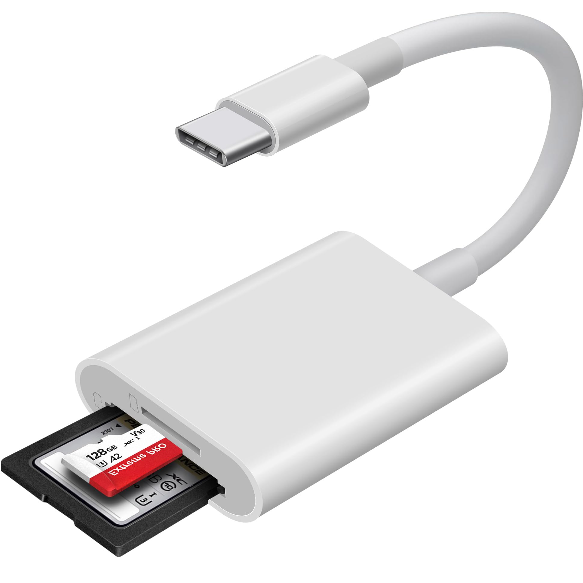 USB C SD Card Reader, WNXSLOAD SD Card Adapter with SD MicroSD Dual Slots for iPhone 15 16 iPad Mac MacBook Laptop, USB-C/TypeC High-Speed Trail Camera Memory Card Reader, Plug & Play - 2 Slots