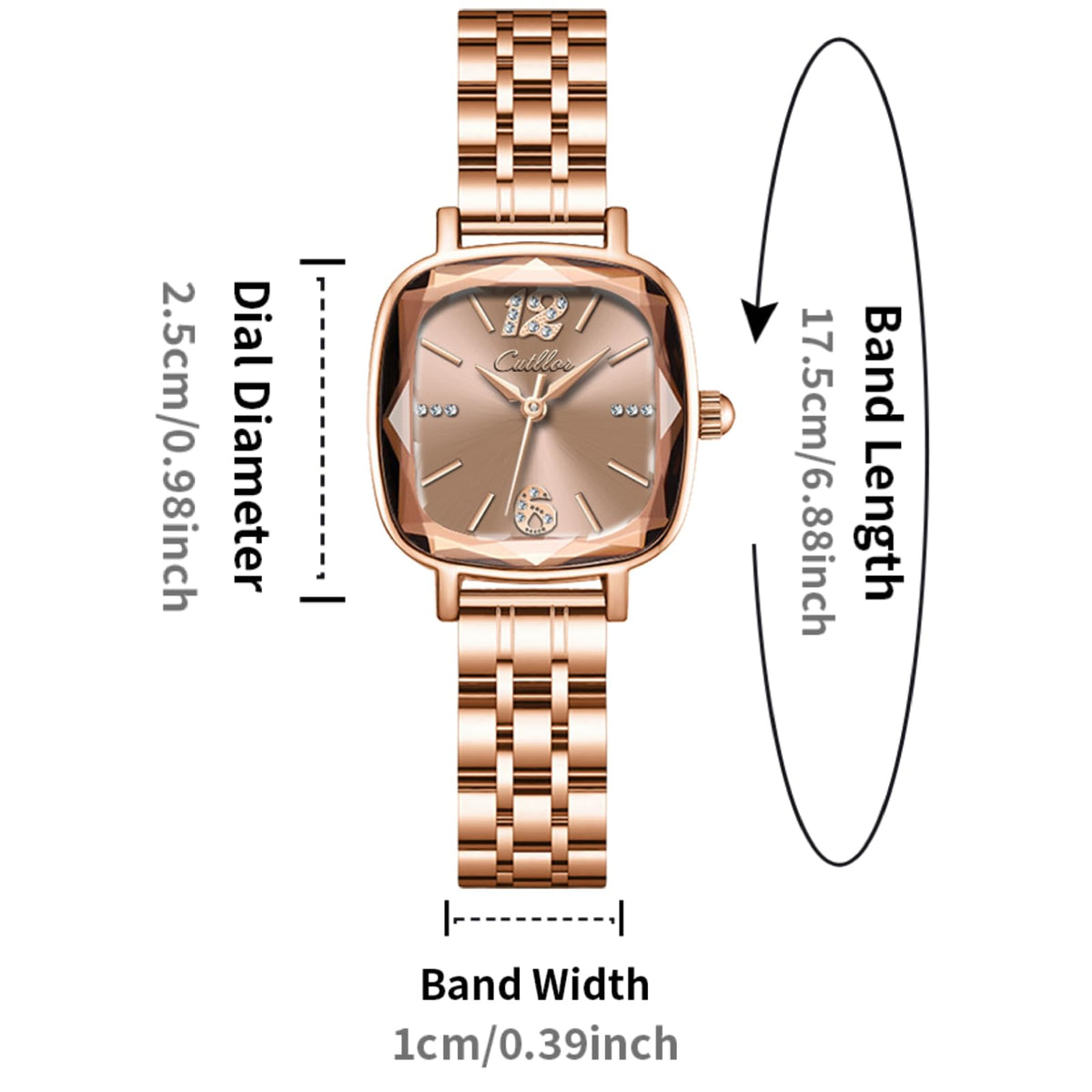 Rose Gold Square Ladies Watches Small Wrists Rectangular - BOGEVNOR Official Imagery - 6