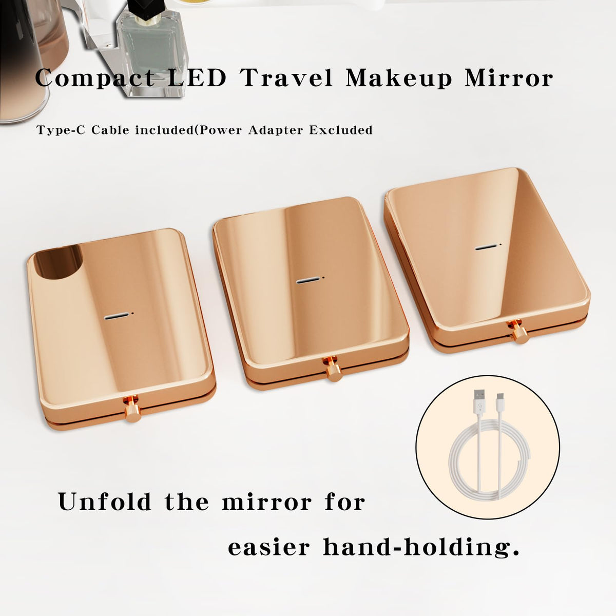 LED Lighted Travel Makeup Mirror 1x 3x Magnification - PDOZV Official Imagery - 5