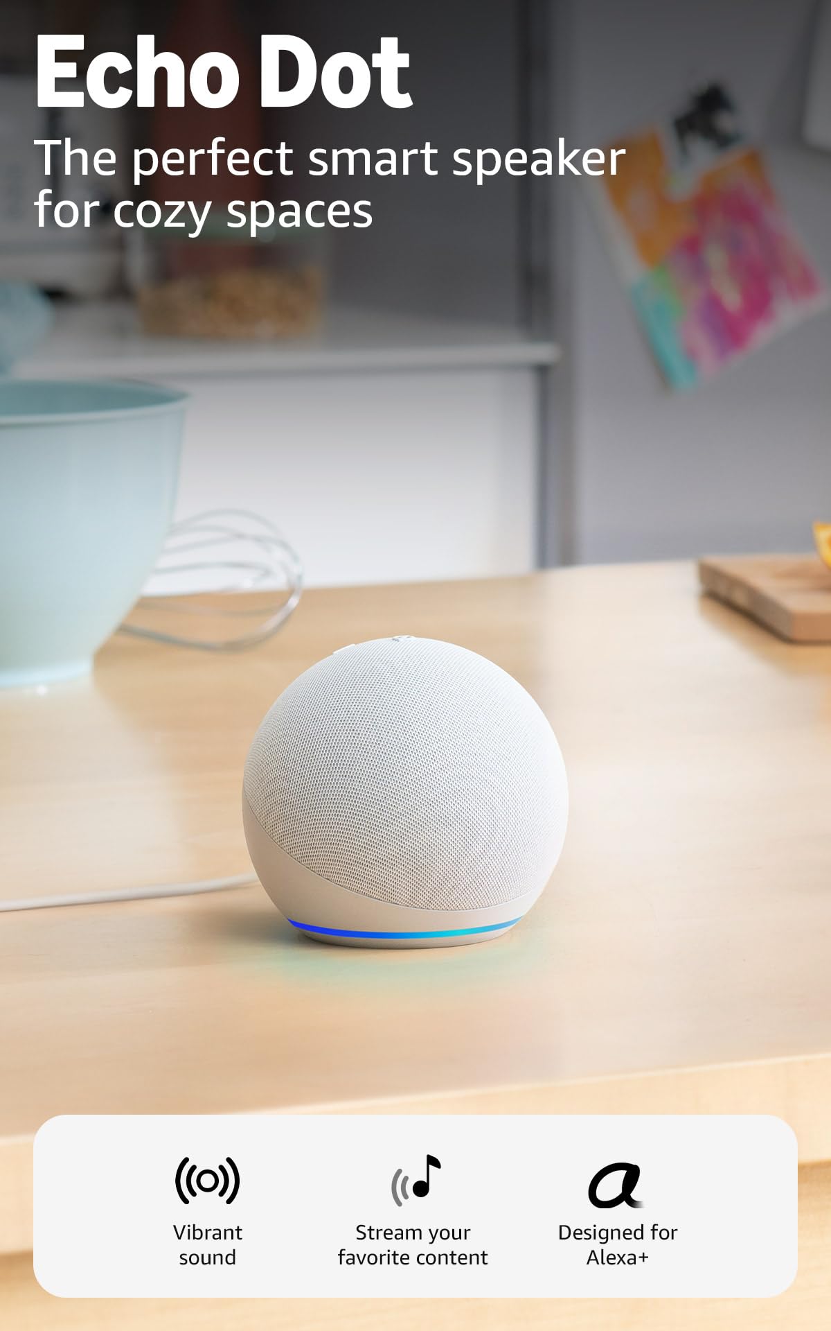 Amazon Echo Dot   - Vibrant sounding speaker, Designed for Alexa+, Great for bed - Amazon Official Product View 1