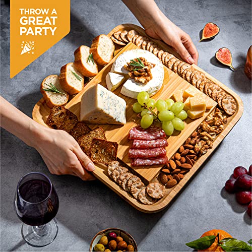 Charcuterie Boards Gift Set, Bamboo Cheese Board with Serving - Product Imagery