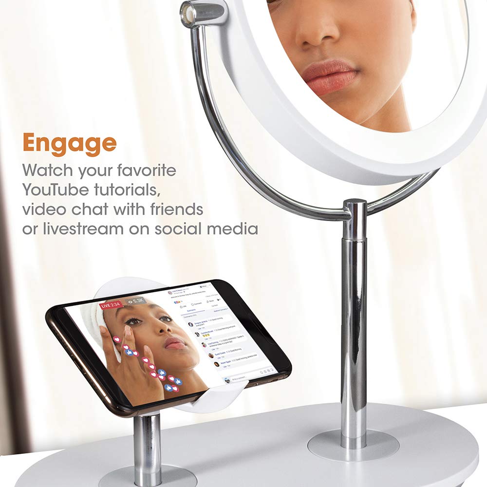 OttLite LED Makeup Mirror with Wireless Charging Stand and - OttLite Official Imagery - 8