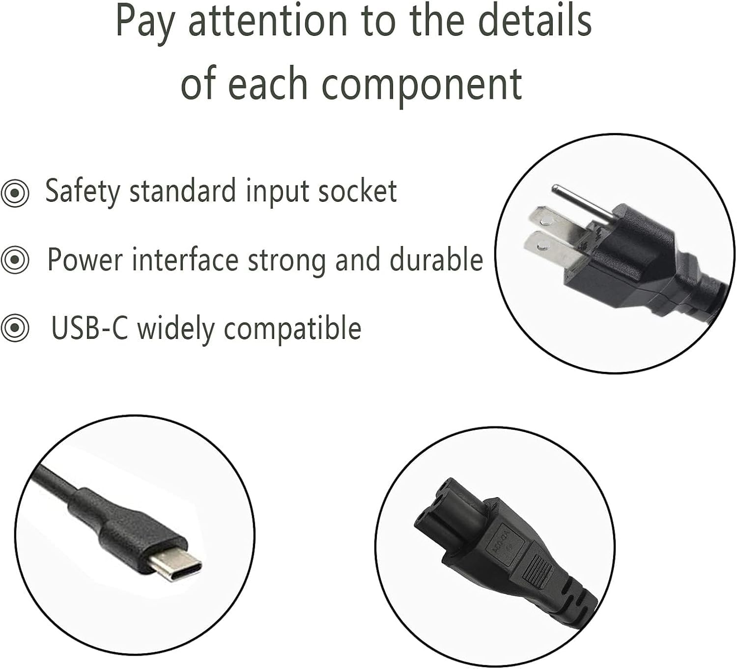 Yodzgaco 65W USB C laptop power adapter charger for Lenovo Chromebook, Yoga, ThinkPad, HP Chromebook, Dell USB Type C devices