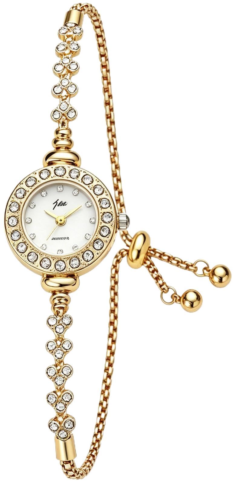 Women Crystal Bracelet Watch Elegant Heart Shaped Sliding - GOODLIYA Official Imagery - 1