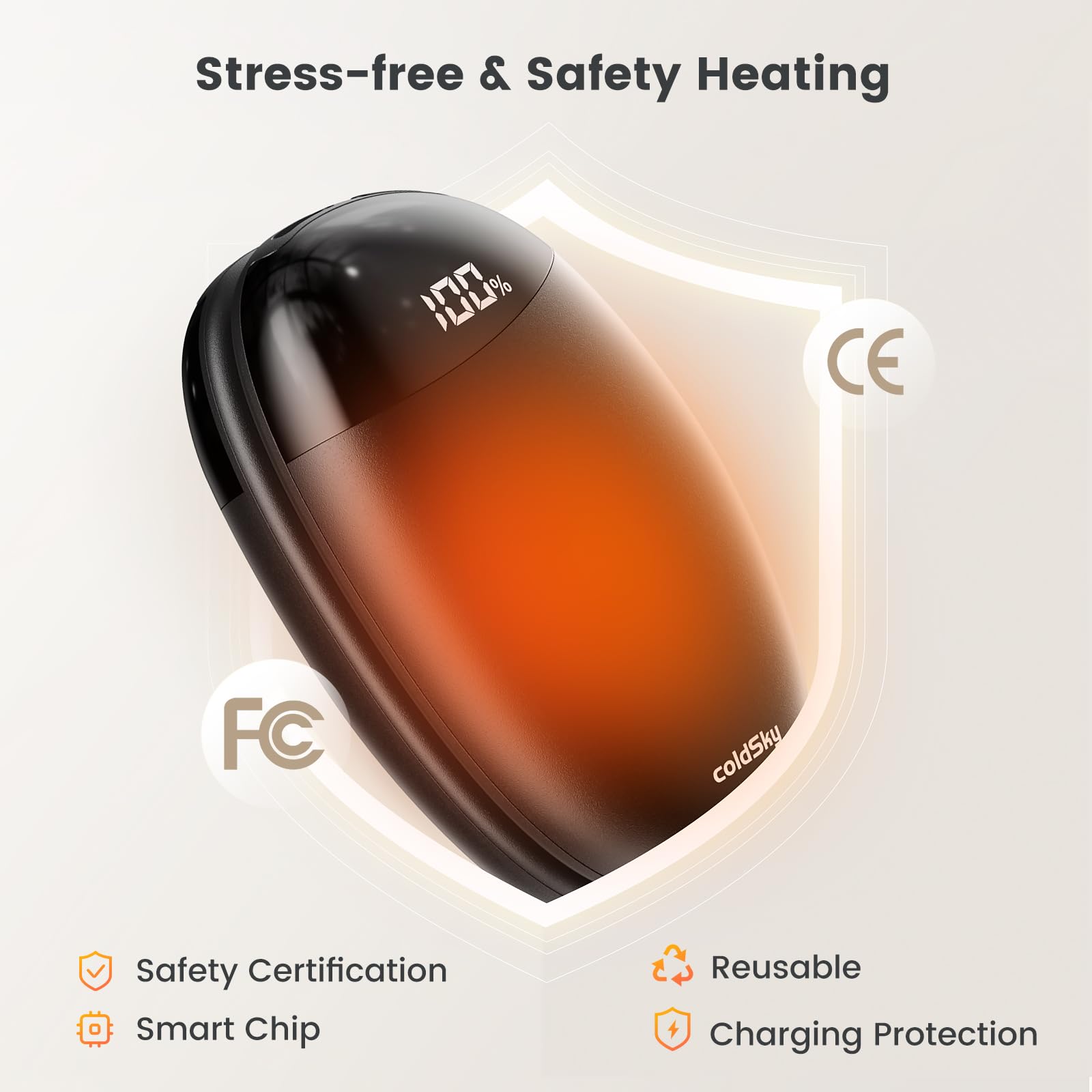 coldSky Rechargeable Hand Warmers 2 Pack, Magnetic 2-in-1 Reusable Ele - View 4
