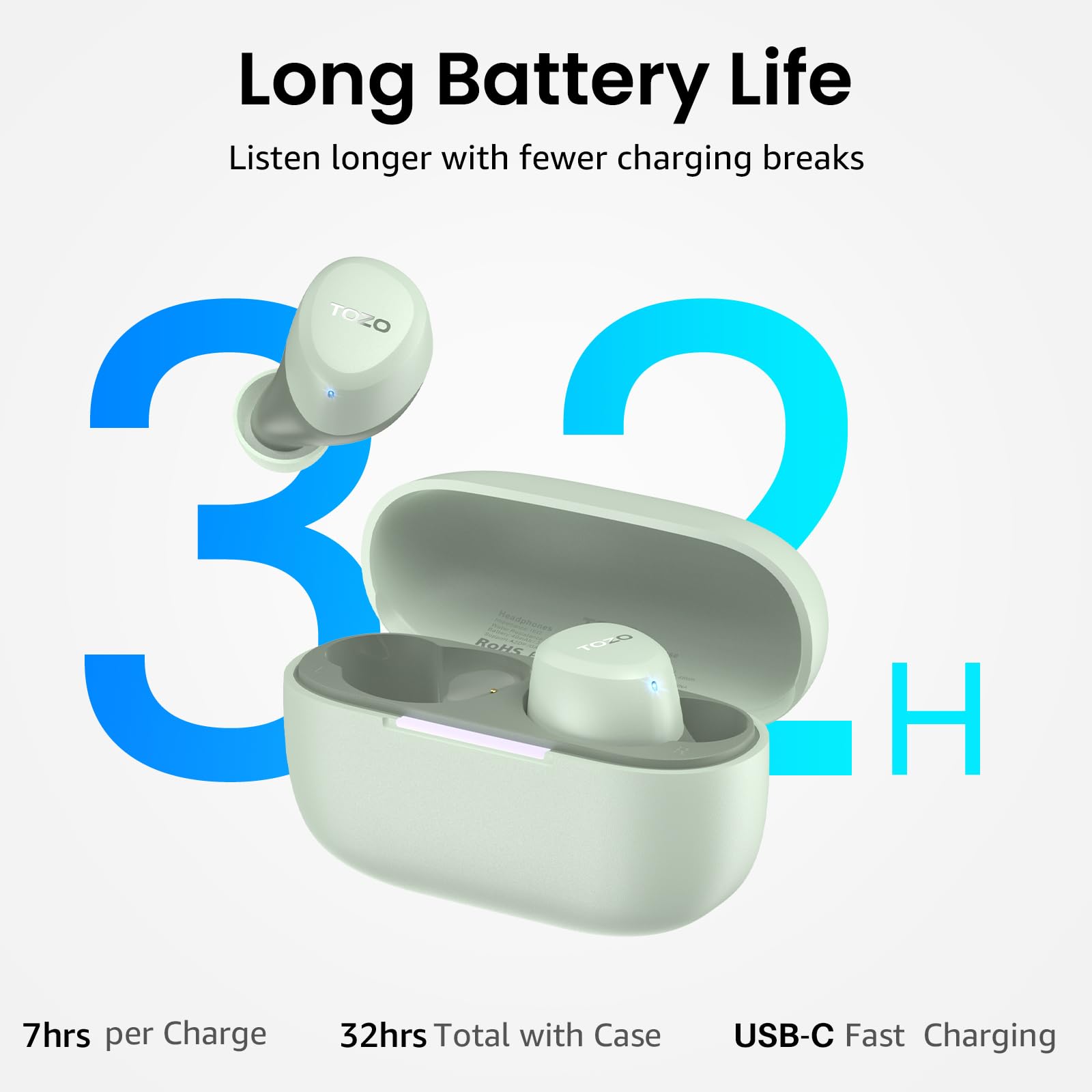 TOZO A1 Wireless Earbuds Bluetooth 5.3 Light Weight in Ear Headph - TOZO Official Product View 4