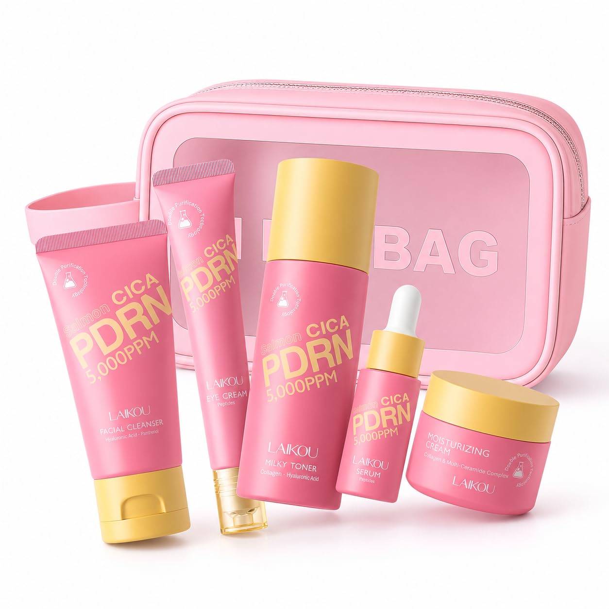 LAIKOU PDRN Skin Care, Skin Care Set, Skincare Gift Set 5pcs - Product Imagery