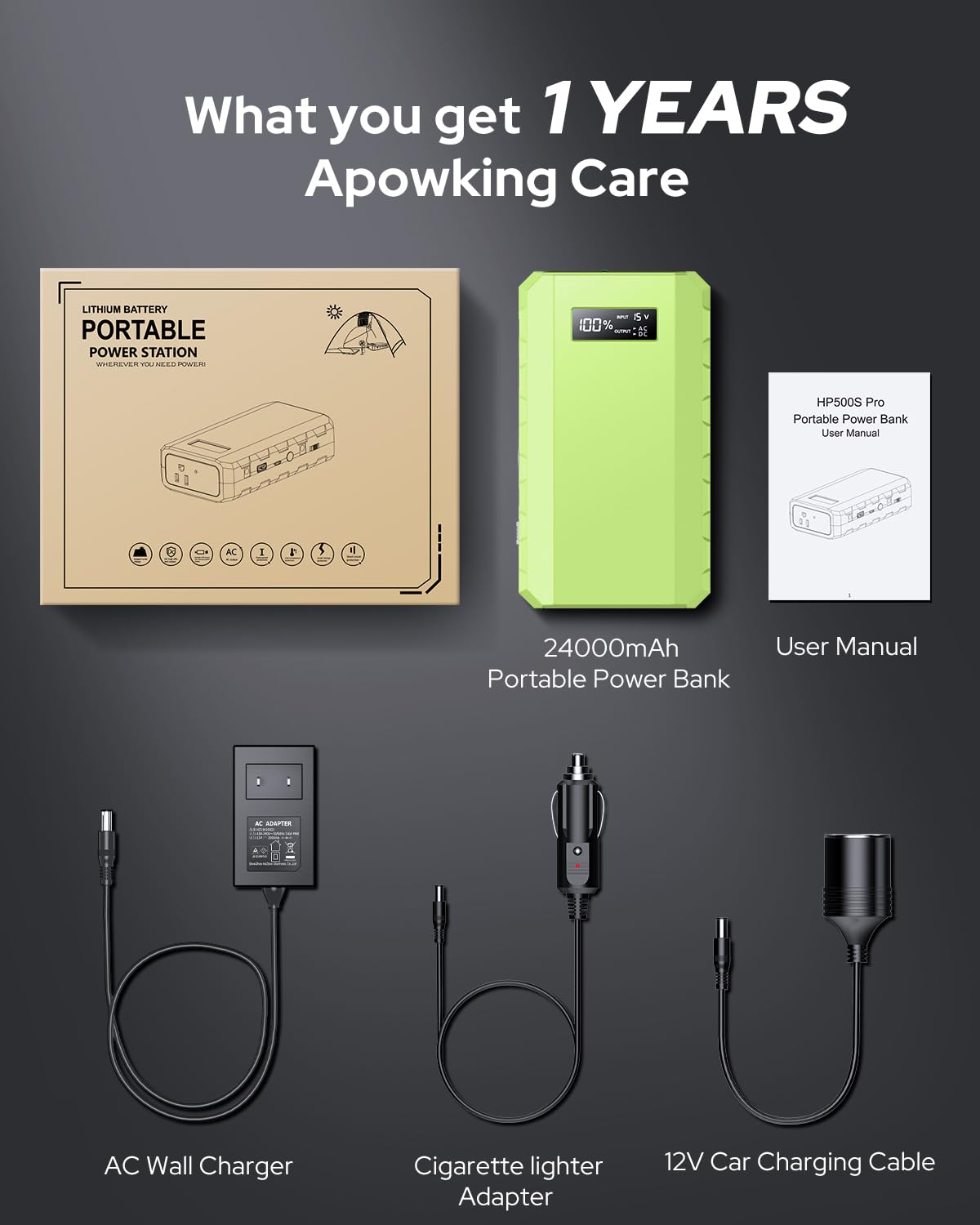 Apowking Portable Power Bank with AC Outlet, 65W Portable Laptop by Apowking - Angle View 9