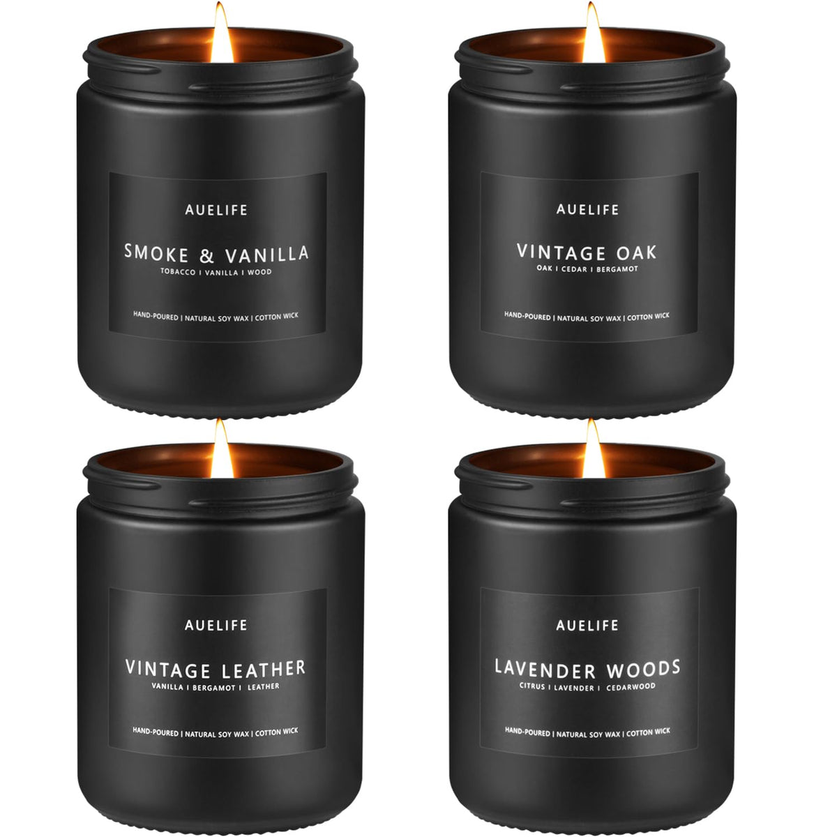 Candles for Men Gift Set 4 Pack Soy Wax Masculine - Auelife Official Imagery - 1