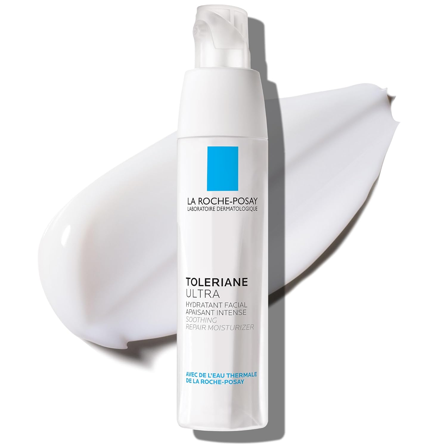 Elefair La Roche-Posay Toleriane Dermallergo Ultra Soothing Repair Face Moisturizer in a white jar with a blue label.