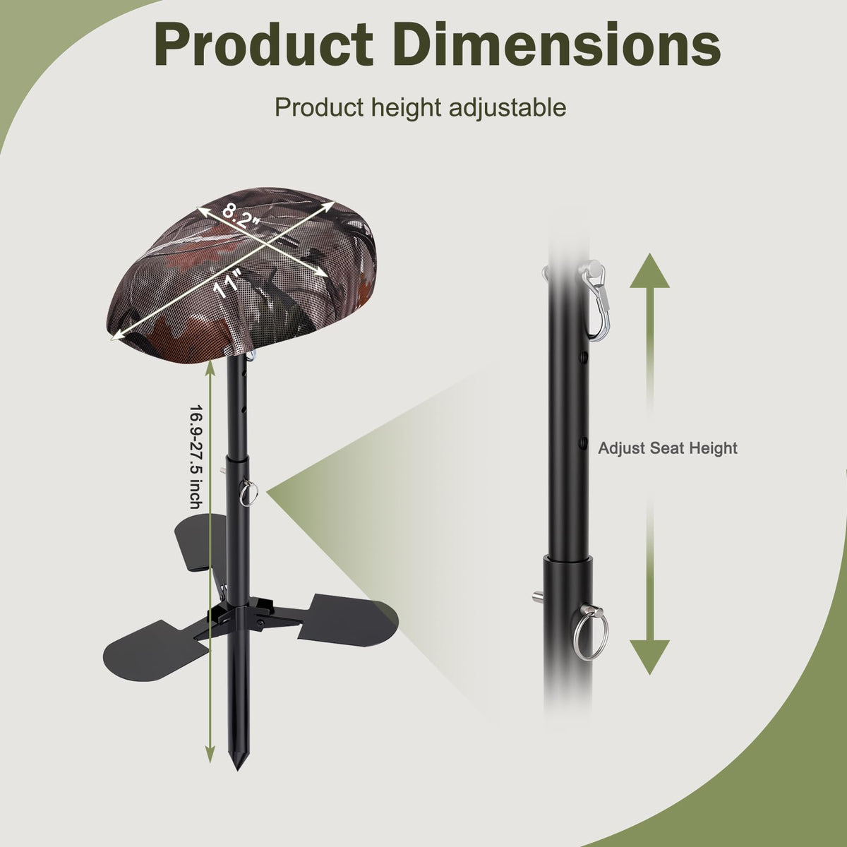 Mud Seat Camo Padded Marsh Seat Adjustable Hunting Seat for - ZAIXIA Official Imagery - 4