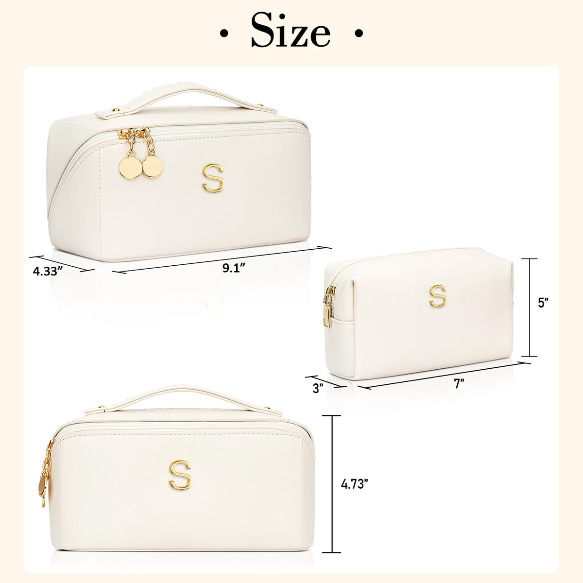 Initial Makeup Bag Personalized Gift for Women Teen Girls - CLOUDWINGS Official Imagery - 7