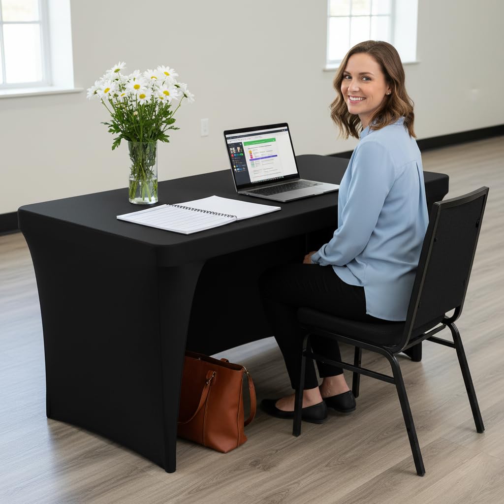 Nasitos 2 Pack Black Table Cloth 6 Foot Spandex Fitted - Nasitos Official Imagery - 5
