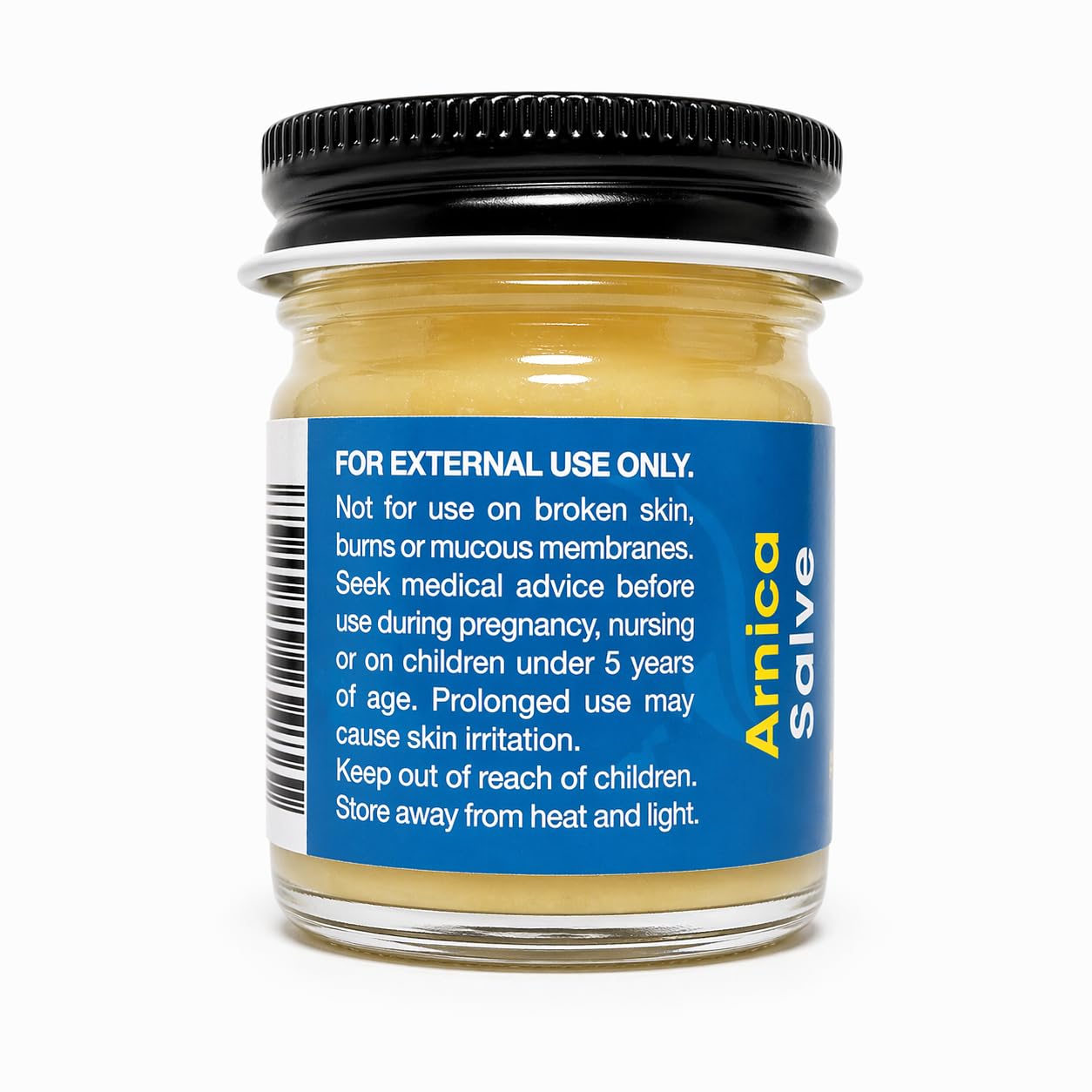 MJ's Herbals Organic Arnica Salve, botanical skin moisturizer in a 1 oz jar, natural herbal skin balm for soothing and healing.