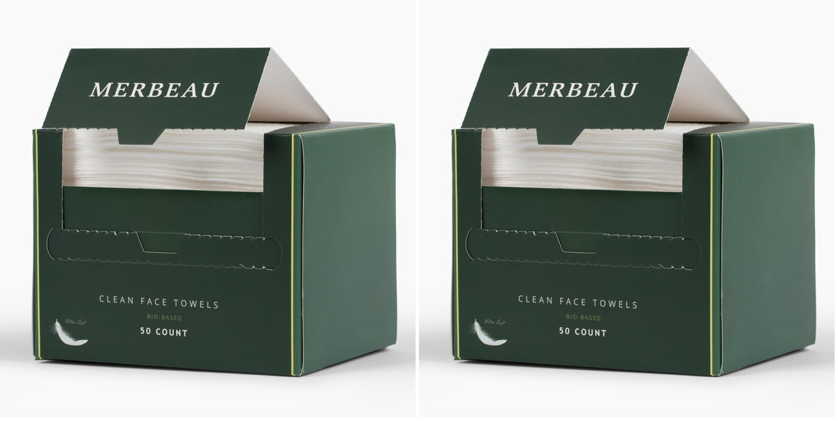 Clean Facial Towels for Sensitive Skin 100 USDA Biobased - Merbeau Official Imagery - 2
