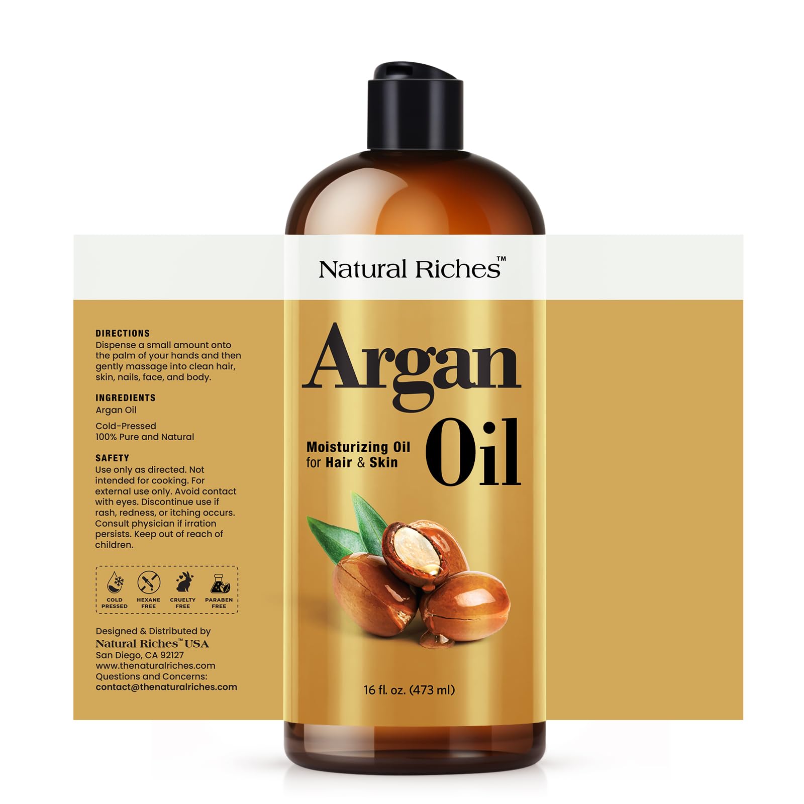 Natural Riches Moroccan Argan Oil 16 Fl Oz Deep Moisturizing Hair & Skin Oil - Natural Riches Official Product View 3
