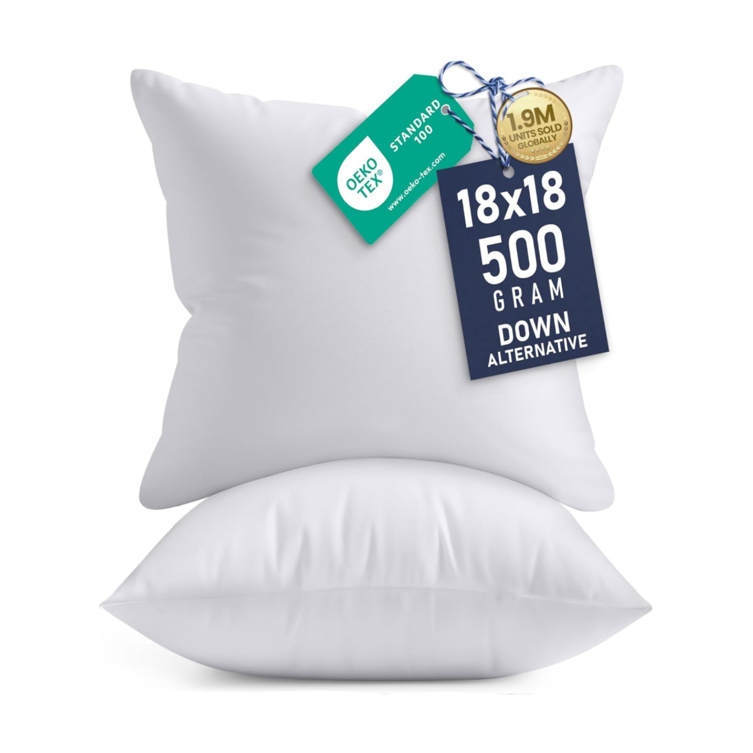 Set of two white Utopia Bedding 18x18 pillow inserts for indoor decorative cushions, soft and supportive for stylish home decor.