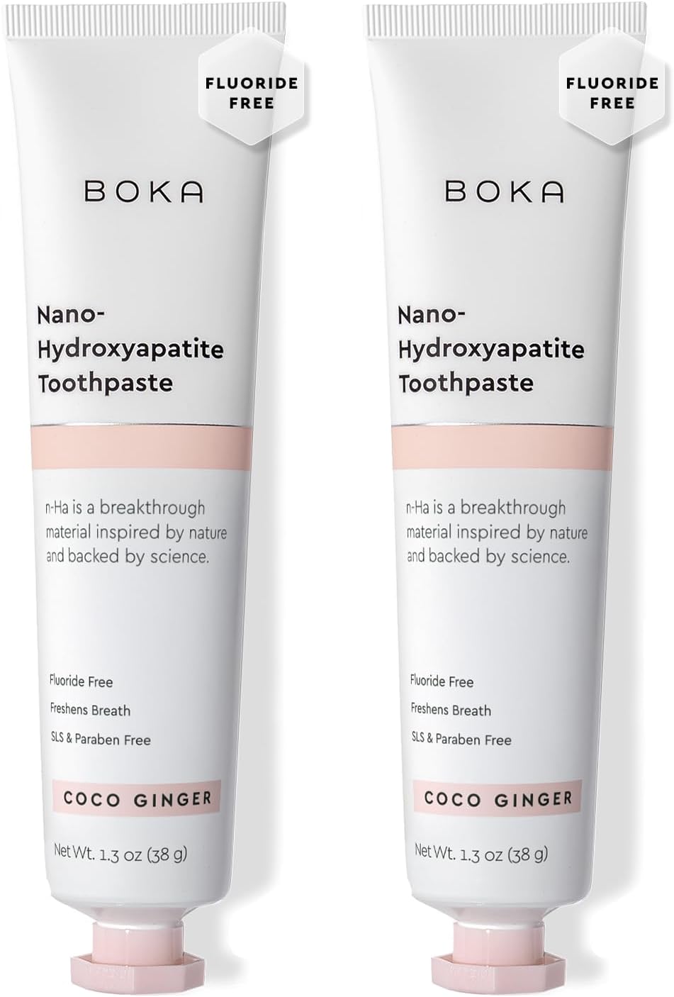 Boka fluoride-free toothpaste with nano hydroxyapatite for sensitive teeth, showing the toothpaste tube with clean design and label.